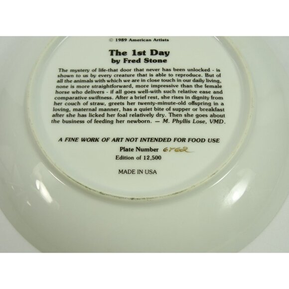 The First 1st Day Fred Stone Decorative Plate Mare and Foal Colt Mom Baby Horse - Picture 5 of 6